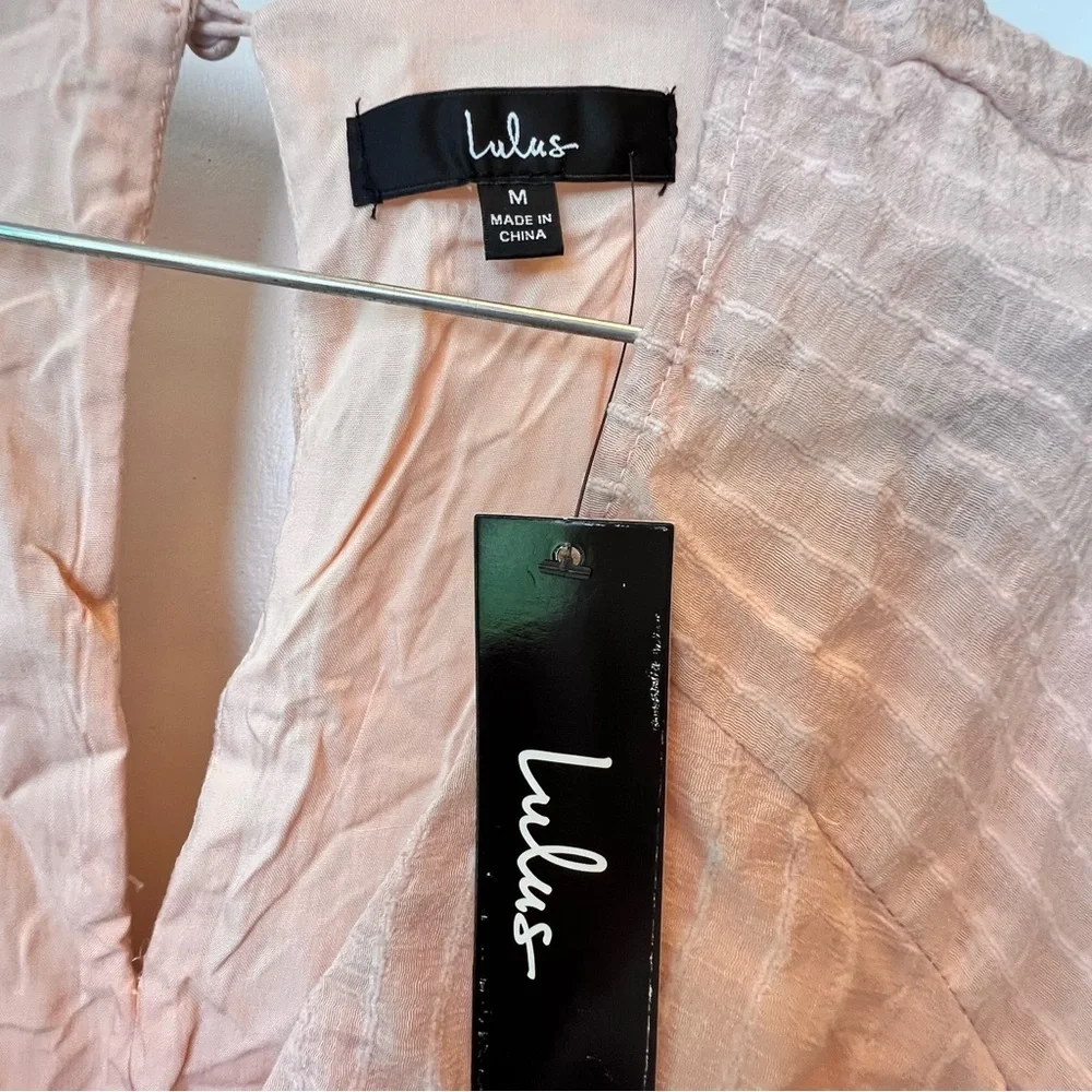 Lulus Blush Pink Romper Shorts Medium NEW Lulu Coquette Balletcore Barbiecore - Picture 5 of 9